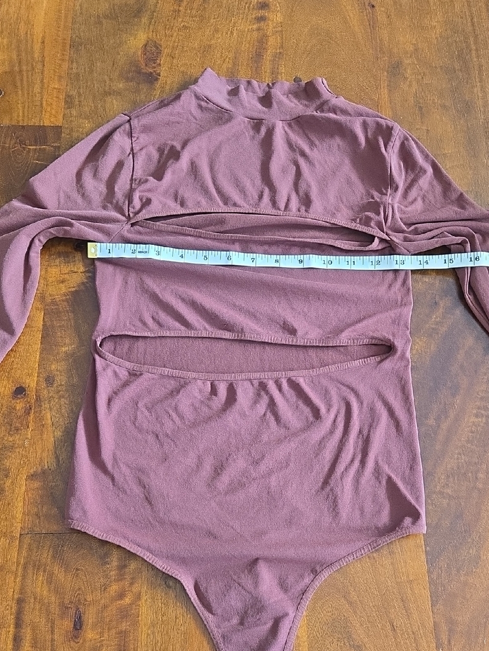 Intimately Free People Chocolate Brown Seamless Mock Neck Cut-out Bodysuit M/L - Picture 6 of 10